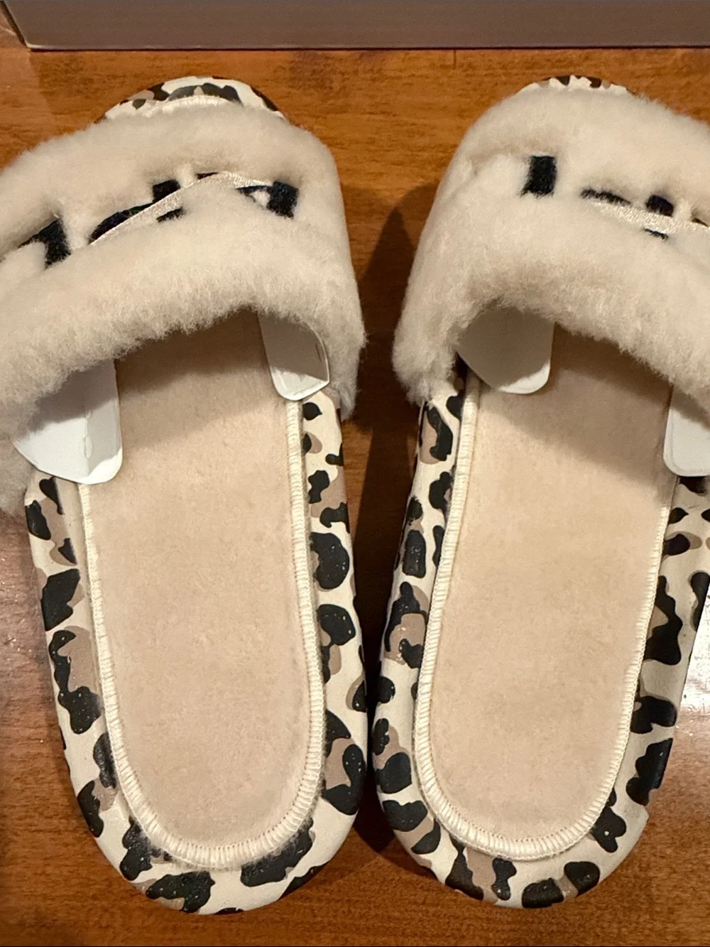 APL Cream Leopard Shearling Slide Sandals - Picture 4 of 6